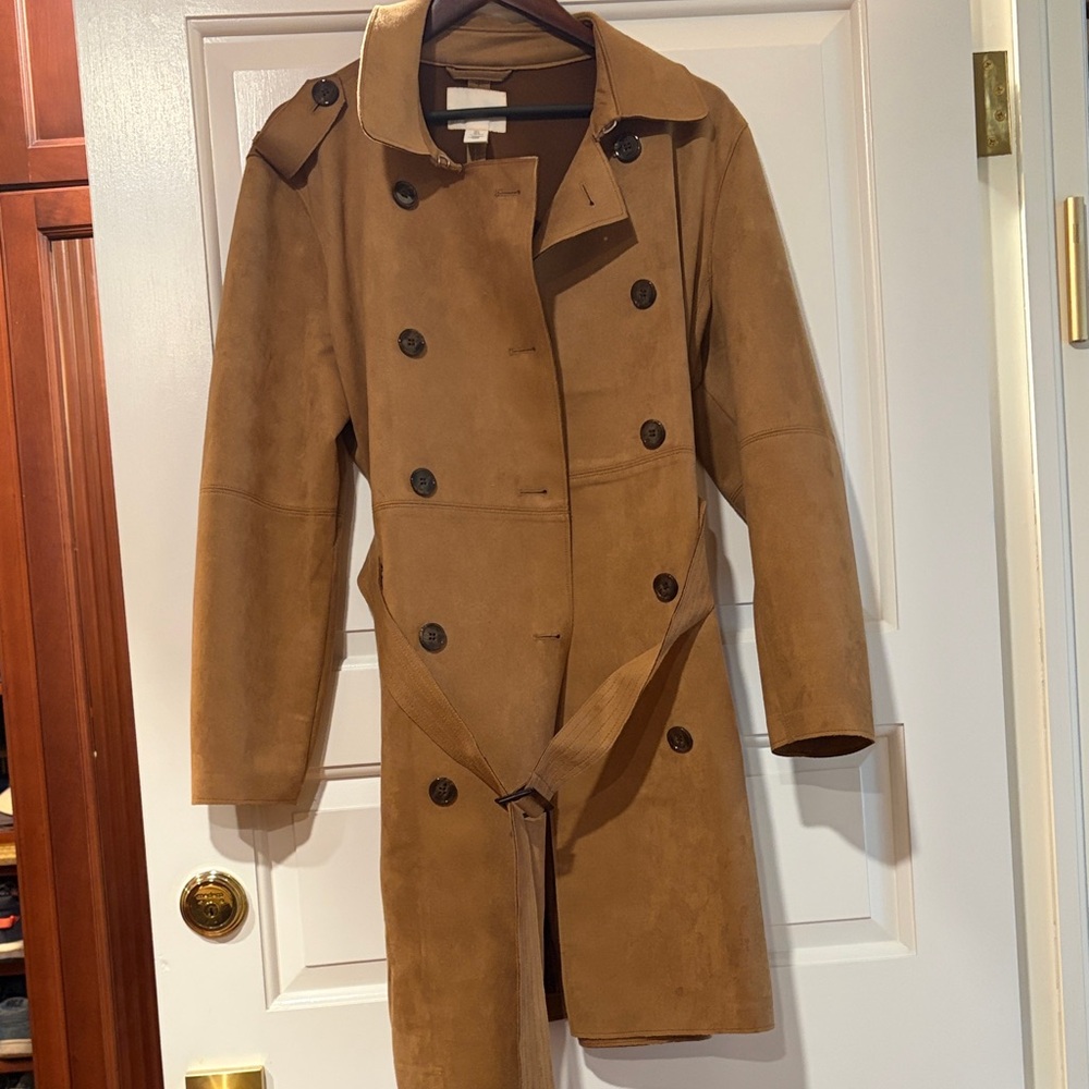 H & M Double-Breasted Faux Suede Trench Coat